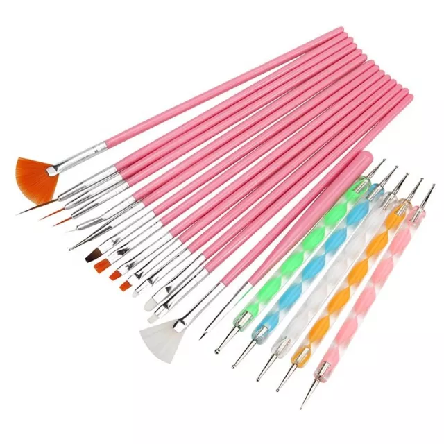 20PCS UV Gel Nail Art Design Set Dotting Painting Drawing Polish Brush Pen Tools