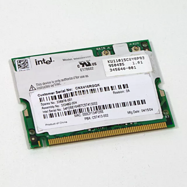 Intel WM3B2100 PC Portable WLAN Module Mini Carte PCI sans Fil Utilisé