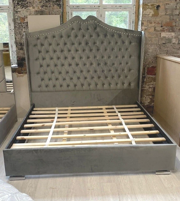 OTTOMAN STORAGE GAS Lift Up Double King Size Fabric Bed Memory Foam