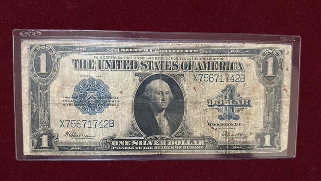 1923 $1 ONE DOLLAR “HORSEBLANKET” SILVER CERTIFICATE With Missing Edge