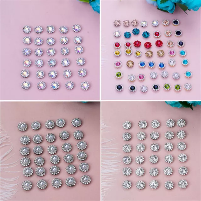 50pcs Rhinestone Crystal Faux Pearl Shank Buttons DIY Sewing Embellishment Craft