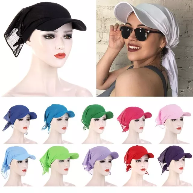 Solid Color Sun Visor Caps Polyester Sun Hat High Quality Muslim Hijab