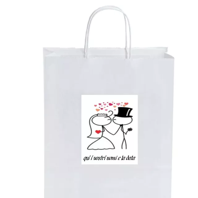 50 WEDDING BAGS PERSONALIZZATE SACCHETTI MATRIMONIO SPOSINI 13 18x8x24 + OMAGGI