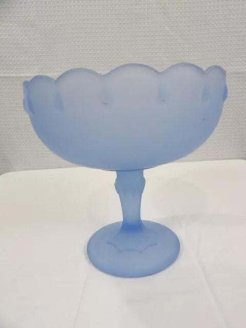 Indiana Glass Blue Mist Frosted Glass Fruit Bowl Compote
