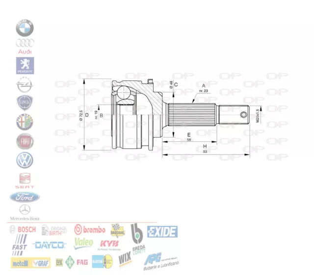 KIT GIUNTO OMOCINETICO SEMIASSE LATO RUOTA NISSAN MICRA II 1.0 i 16V 62157 2