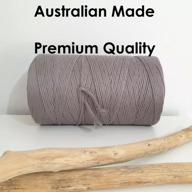 Macrame Single Twist String Rope - 3mm - Grey - 480m - Australian Made