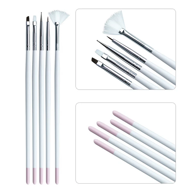 5Pc Maniküre Malerei Stift Gel Nagellack Punktierung Zeichnung Schnitzen Bürste