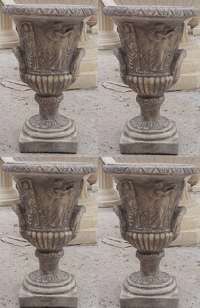 Offerta 4 Vasi Calici Da Giardino Per Esterno Fioriera In Cemento Marmo Pietra