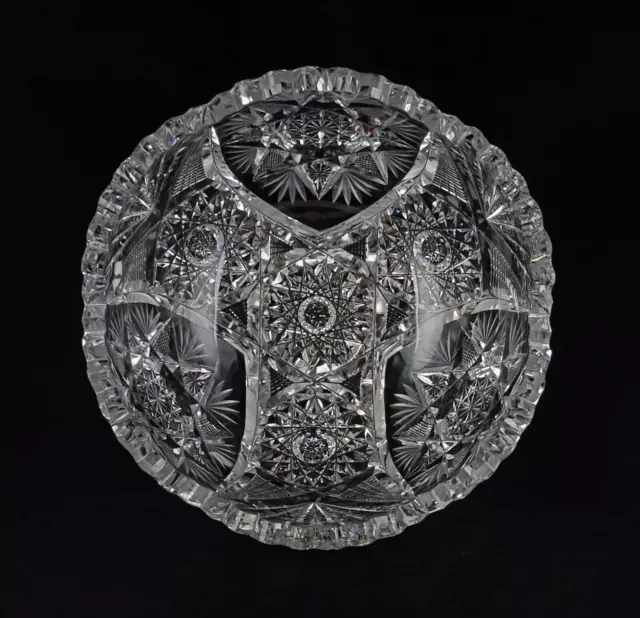 ABP Deep Round 8” Bowl Multiple Motifs American Brilliant Cut Glass