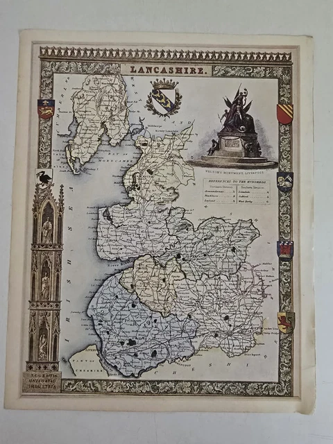 Vecchia mappa del Lancashire 1836 di Thomas Moule 1000 pezzi puzzle (jg