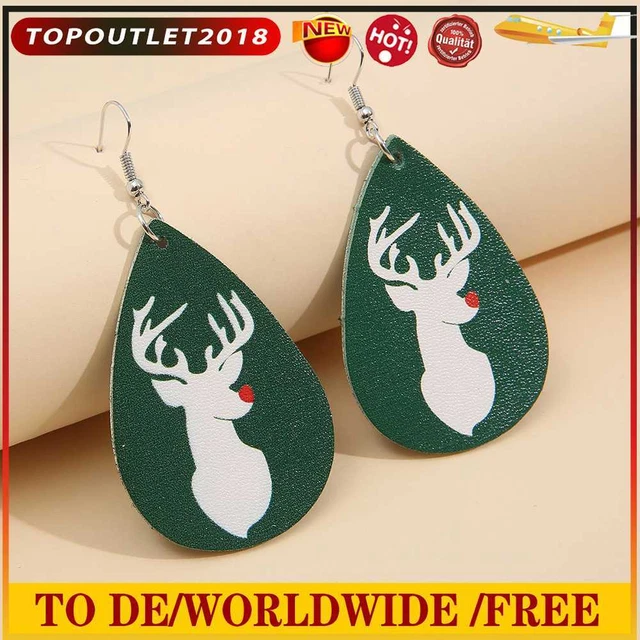 Christmas Elk Leather Earrings