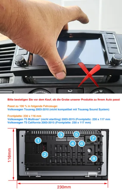 Für VW T5 Multivan Transporter DAB+ Android 13 Autoradio Carplay GPS Navi RDS BT 2