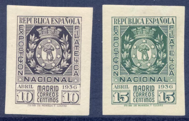1936. Expo. Filat. Madrid Edif. Nº 727/8 ** Sin Fijas. Lujo Spain Spanien Espana