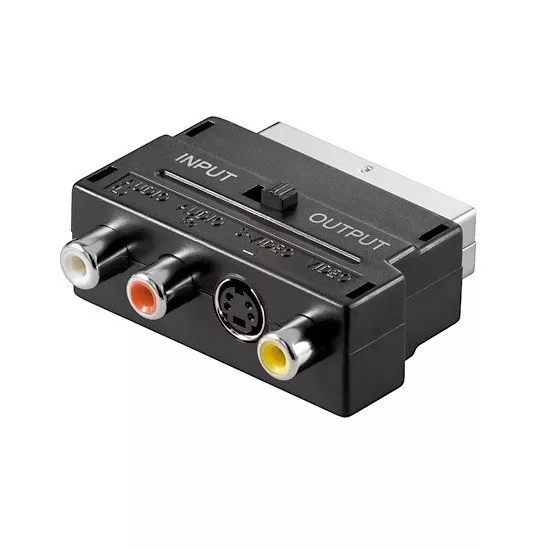 Scart Skart Adapter auf 1x S-VHS 4 polig 1x Video 2x Cinch Chinch Buchse Audio