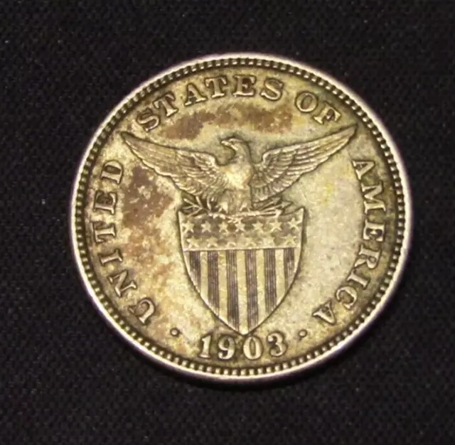 1903 Philippines 20 Centavos Silver w/ Heavy Toning