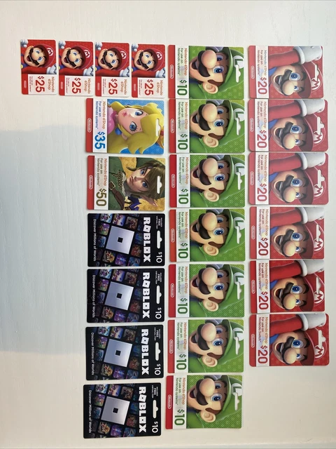 Used Nintendo eShop Gift Cards (Plus Bonus Used Roblox Gift Cards)