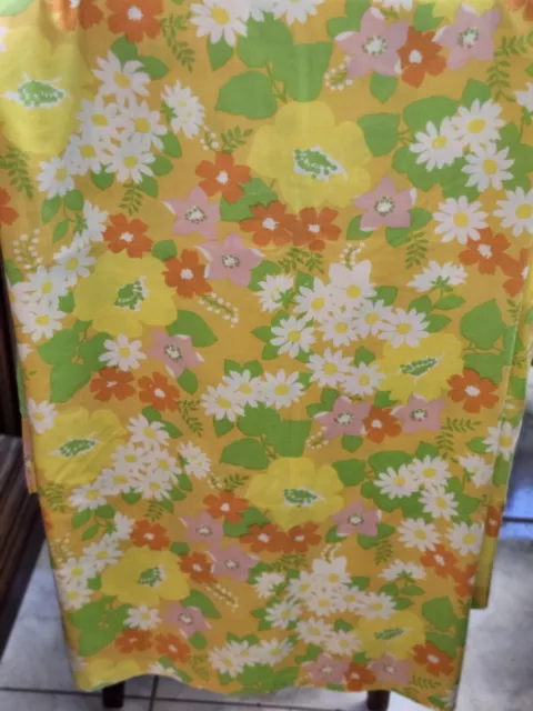 Vintage Wamsutta Sheet Set Full Size 70s Orange Retro Floral Flower Power