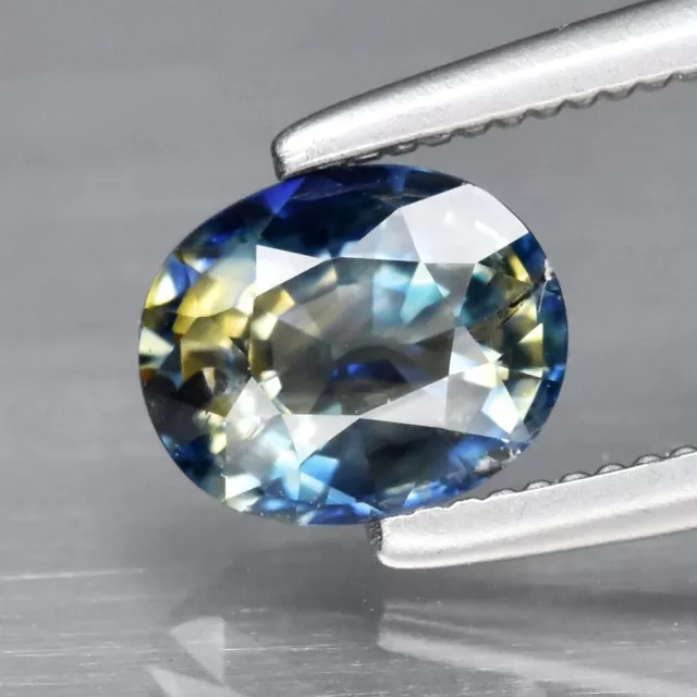 0.79ct 5.8x4.8mm Oval Yellow-Blue Sapphire Gemstone Ceylon, Heated