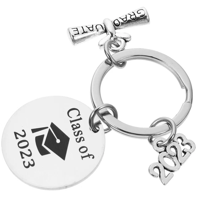 2 PCS Porte-clés Cadeaux De Fin D'études Pendentif En Acier Inoxydable 6