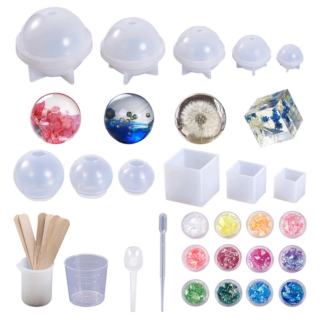 55-teilig Silikonform Set Würfel Kugel Perlen Mold Epoxidharz UV Resin