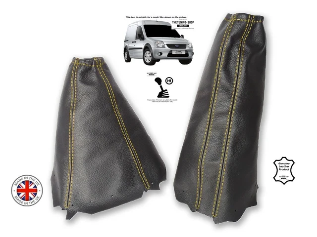 JPstraps - Soufflet Levier Vitesse/Frein En Cuir Véritable - Compatible SEAT IBIZA II (1993-1999) - Noir