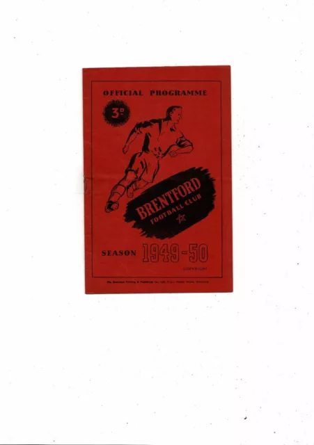 1949/50 Brentford v Chesterfield Football Programme