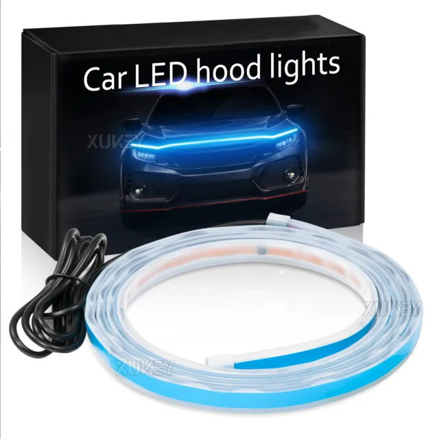 Car LED Daytime Running Light Strip Flexible Dynamic LED Hood Light Waterproof