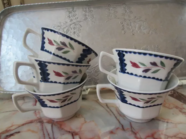 5 Tea Cups Lancaster pattern by Adams China England  6 ounces