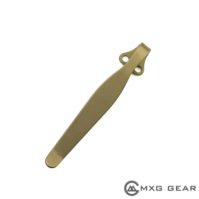 (Bronze) Titanium Deep Carry Pocket Clip For Spyderco Paramilitary 2 Yojimbo 2