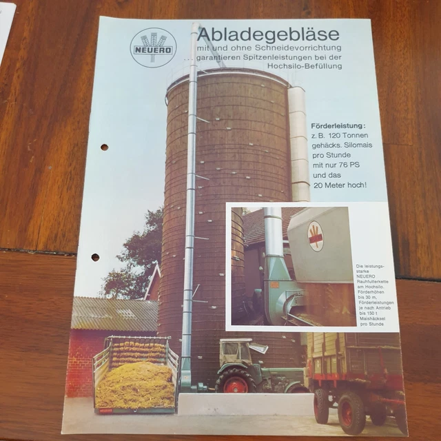 NEUERO Abladegebläse 1976 Schlepper Traktor Prospekt Landmaschine