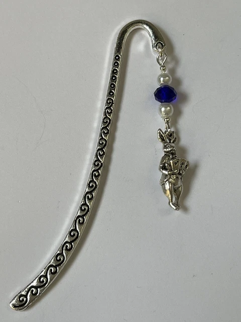 ALICE IN WONDERLAND WHITE RABBIT BOOKMARK with Tibetan Silver Charm. in gift bag 2