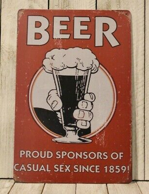 Funny Beer Tin Metal Poster Sign Bar Pub Man Cave Vintage Ad Rustic Look Style