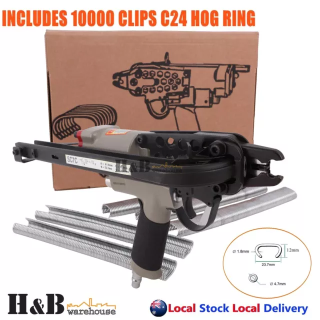 Pneumatic C24 Hog Ring Gun Fencing C Clip Air Operated Gun Pliers + 10000 Clips