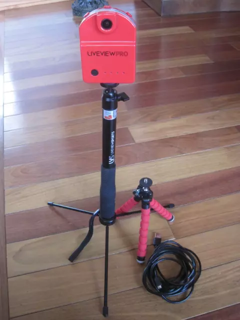 Liveview Pro Golf Camera and Livepod Tripod w Charging Cable Extra Small Tripod