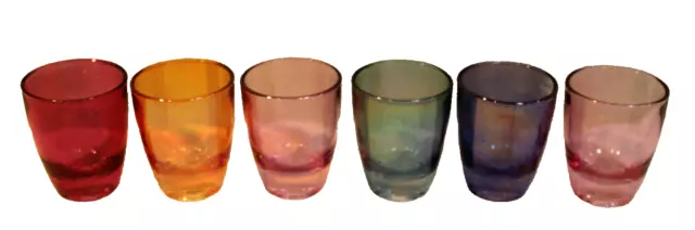 6 Vintage Retro 60’s Luminarc Shot Glasses Multicolour Lustre