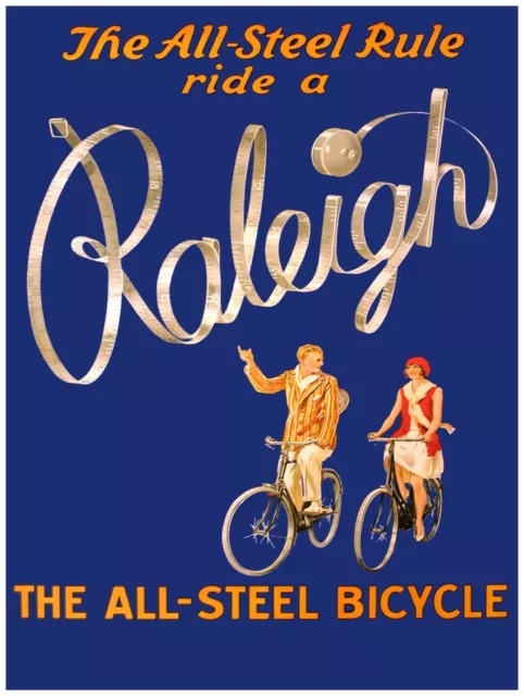 7978.Raleigh.The all steel bicycle.couple riding bikes.POSTER.art wall decor