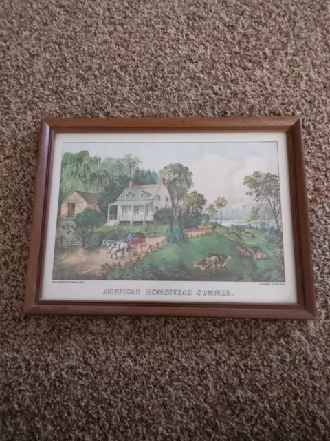 Antique Currier & Ives Lithograph American Homestead Spring Summer Autumn Winter