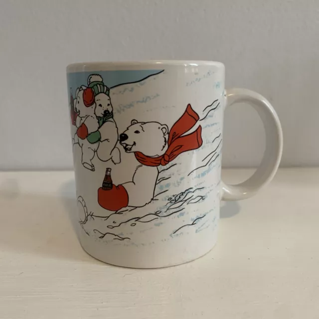 Coca-Cola Polar Bear Family Christmas Coffee Coke Mug Tea Cup Vintage 1997