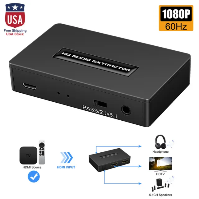 HDMI Stereo Audio Extractor Converter HDMI to 4K * 2K HDMI + Optical SPDIF/3.5mm