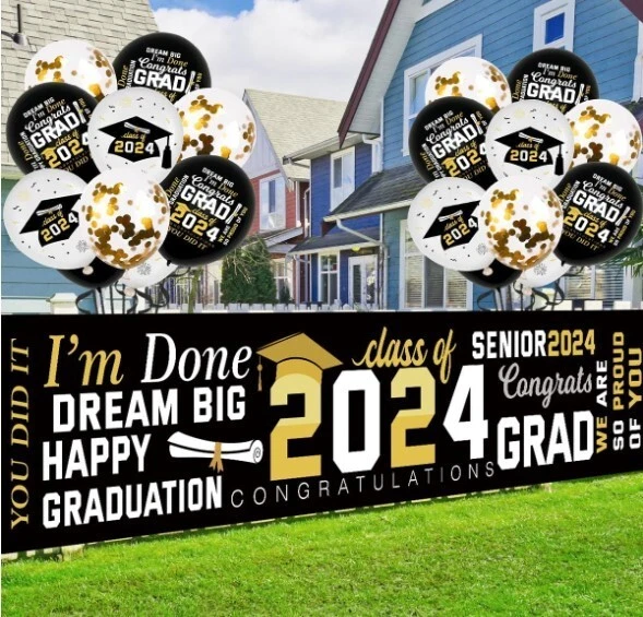 2024 GRADUATION DECORATIONS Class of 2024 Banner Graduation Party