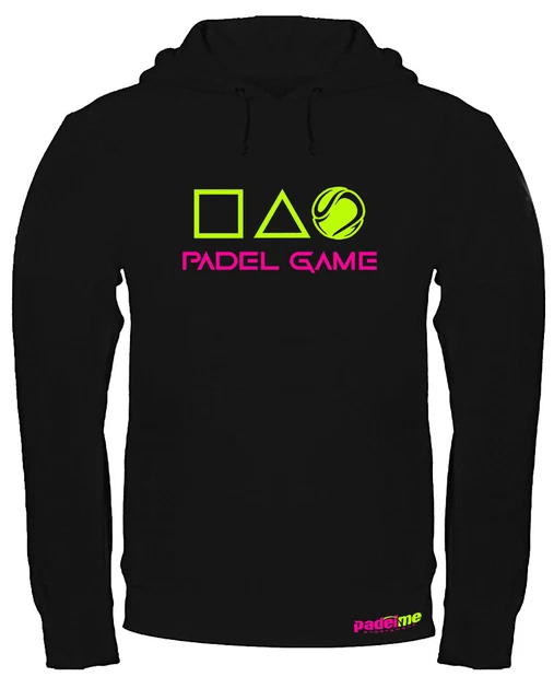 Felpa con cappuccio Padel Padel Game Orizz 01 Nera Personalizzabile con Nome