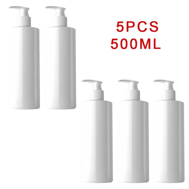 5pcs Blanc 500ml Animal Vide Rechargeable Shampooing Lotion Bouteille H / Pompe