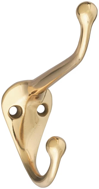 National Hardware V1960 Double Prong Coat and Hat Hook - Brass