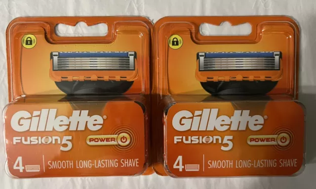 GILLETTE FUSION5 Power 2x PACK OF 4 BLADES BRAND NEW GENUINE BLADES Free Postage