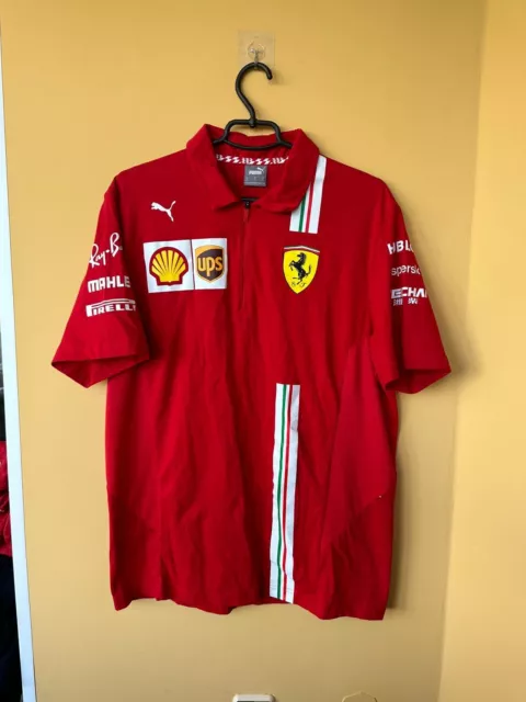 Scuderia Ferrari Racing Puma Polo Shirt size XL Zip Short Sleeve F1 Formula Red