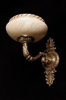 single  wall sconces antique style  solid bronze and real spanish alabaster
