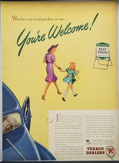 1941 Texaco Dealers You're Welcome Vintage WWII Era Print Ad