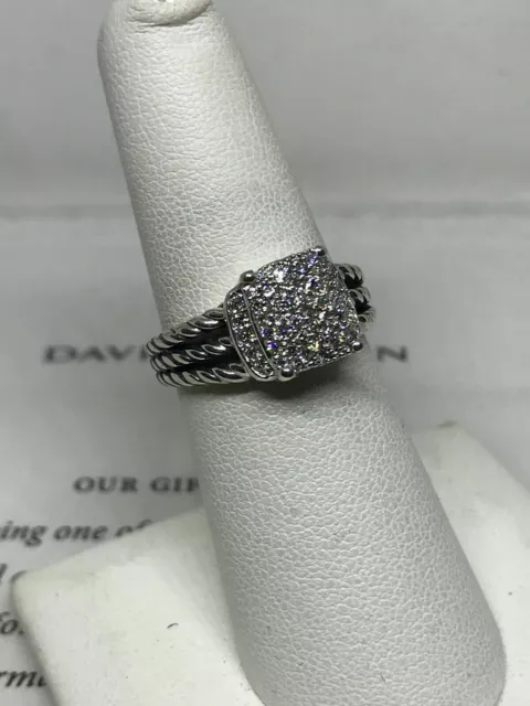 David Yurman Petite Wheaton Pave Diamond Ring Size 7