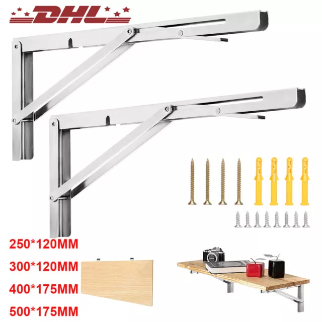 2 x set console pieghevole vero acciaio inox resistente fino a 150 kg scaffale pieghevole tavolo pieghevole nuovo