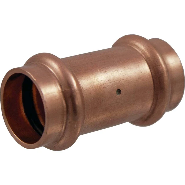 1/2 In. x 1/2 In. Press Copper Coupling with Stop (10-Pack) 9001100PCCP